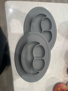 Gray Silicone Sectioned Dinner Plates (Set of 2)